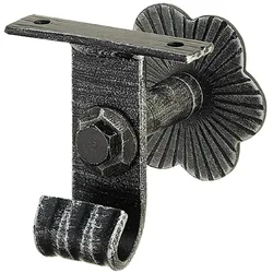 Schösswender, Treppengeländer + Handlauf, Handlaufträger mit Winkel, Wandabstand 60, schwarz lackiert, patiniert (Schmiedeeisen)