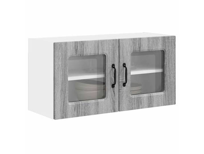 KTHLBRH Wandschrank Küche 80 x 31 x 40 cm Grau Sonoma Sperrholz, 2 Einlegeböden, 2 Türen, max. Belastung 60 kg, Montage erforderlich