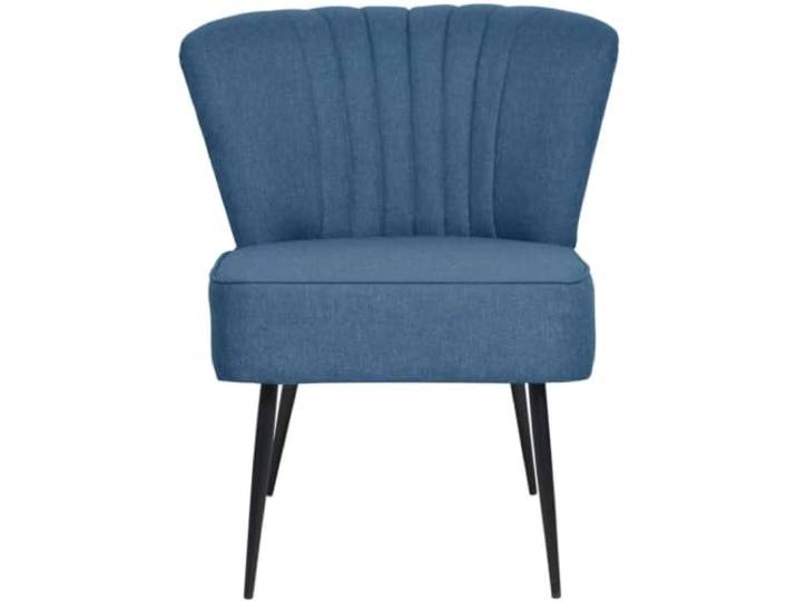 Cocktailsessel Blau aus Stoff mit Stahlfüßen für Wohnzimmer Retro-Stil, Schaumstofffüllung, Rahmen aus Sperrholz und Kiefernholz, maximale Belastung 110 kg