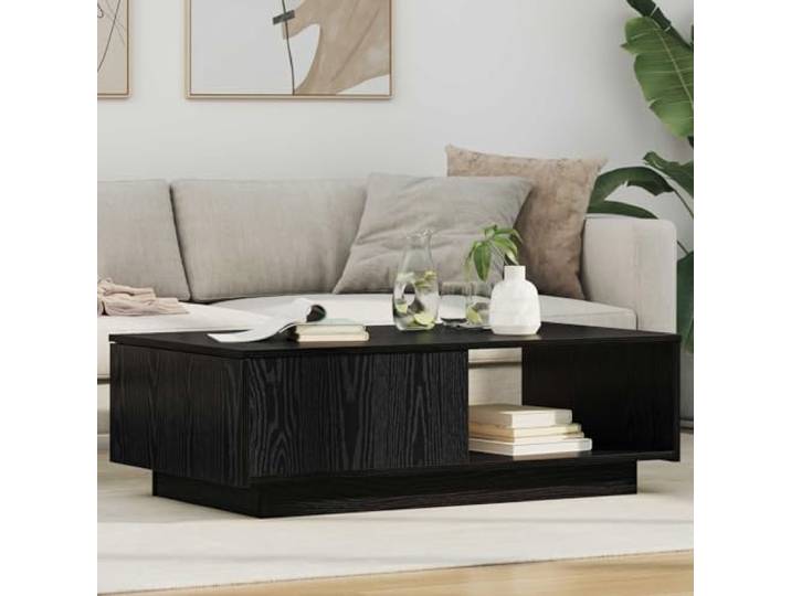 Couchtisch Schwarz Eichen-Optik 95x55x31 cm Holzwerkstoff mit Schubladen Rechteckig, Schubladen, glatte Oberfläche, stabil, pflegeleicht, für Wohnzimmer