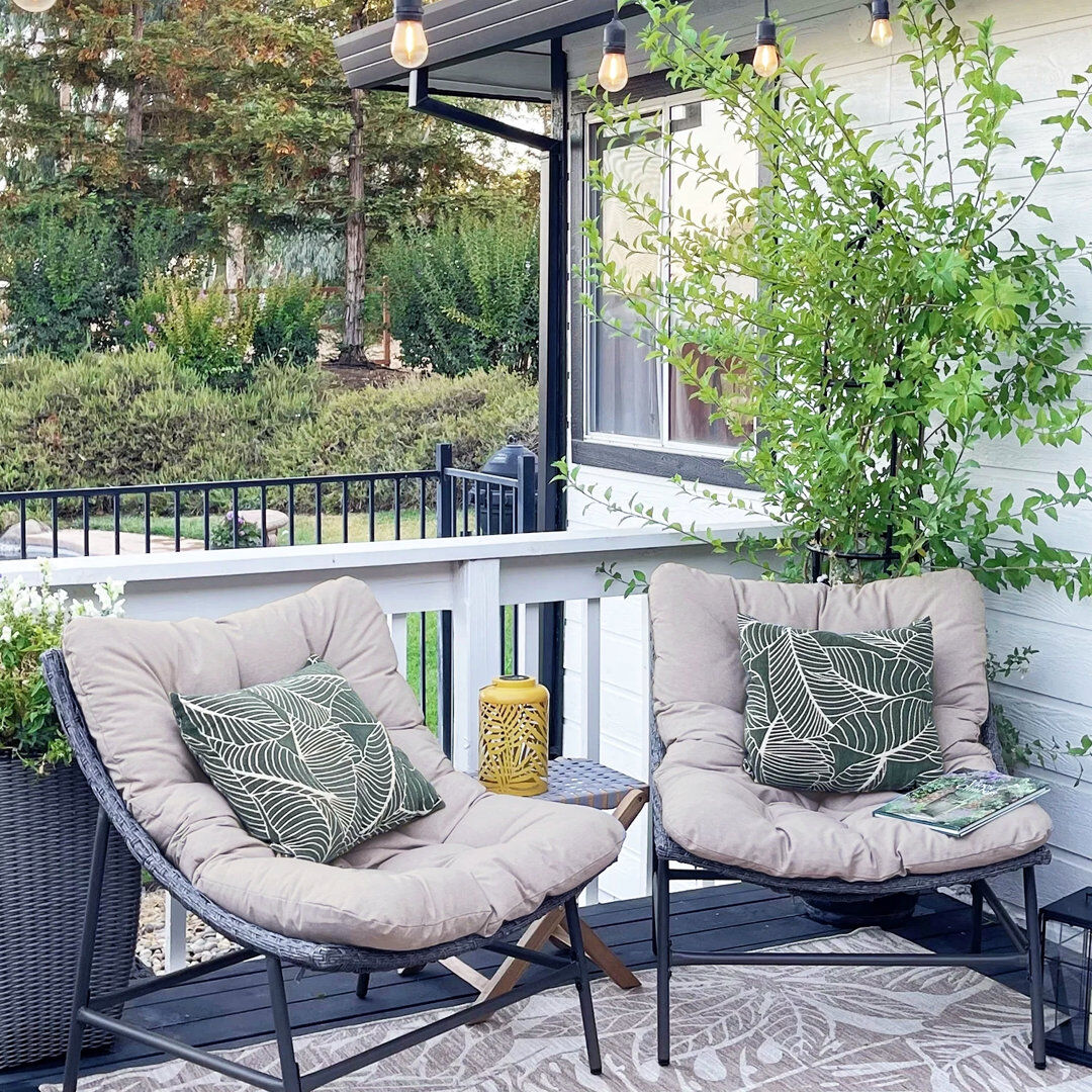 EUCamping World Int. (Alphamarts) Outdoor Lounge Chair with Cushions Gray 88.9cm H X 85.09cm W X 80.01cm D