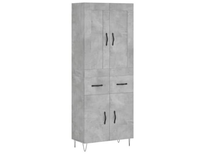 KGHFDVB Highboard Betongrau 69,5x34x180 cm Holzwerkstoff Mit Metallfüßen, Viel Stauraum, Für Wohnzimmer, Mit Wandhalterung