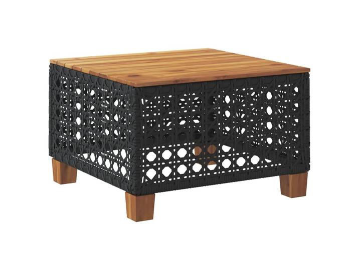 vidaXL Table de jardin noire 55x55x36 cm Poly rotin acacia