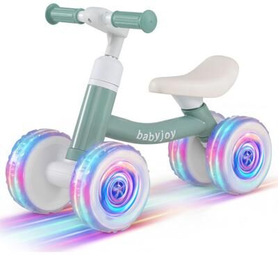 Costway Baby Balance Bike with Adjustable Handlebar and Seat with Lighting Wheels-Green