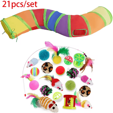 Inspire Picks Rainbow Cat Tunnel Collapsible Interactive Play Tube For Cats & Puppies t6