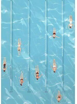 Inspired Finds Nordic Summer Pool Party Girl Canvas Wall Art For Coastal Living Room Decor olympic Lanes 11.8x15.7in Frame