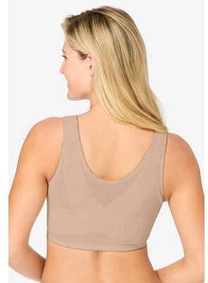 Plus Size Women's Front-Close Wireless Posture Bra by Comfort Choice in Nude (Size 50 D)