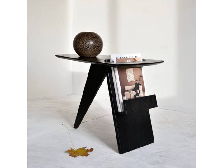 Table d'appoint de canapé nordique en bois massif, Table basse triangulaire créative, porte-revues minimaliste, Table d'angle de salon