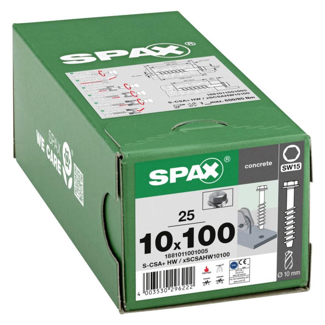 Spax Betonschrauben S-CSA+ Sechskant mit Scheibe 1881011001005 10 mm x 100 mm, 25 St. (25 Schrauben pro Stück) (1881011001005)