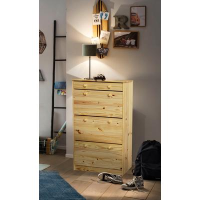 Schuhschrank MÖBILIA, beige (natur), B:80cm H:128cm T:27cm, Massivholz, Schränke, Schuhschrank, gefertigt aus massivem Kiefernholz