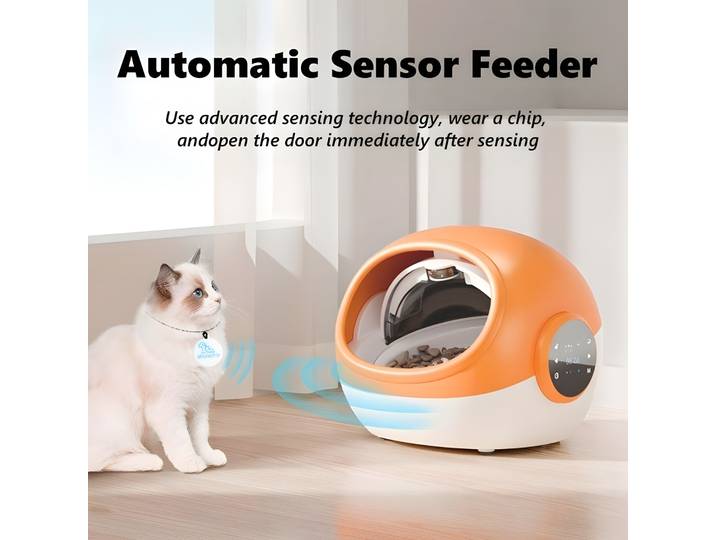 Distributeur automatique de nourriture pour chats, anti-sabotage, avec capteur de reconnaissance des puces, distributeur intelligent, enregistrement sonore, conservation de la fraîcheur,