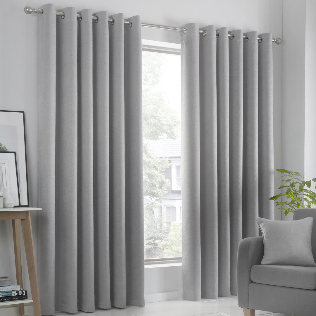 Fusion Room Darkening Curtain Pair Silver Width 229 x Drop 229 cm
