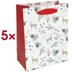 Sigel 5er-Pack Weihnachts-Geschenktüten »Christmas motifs watercolor« 18 x 23 cm, 18x23x10 cm