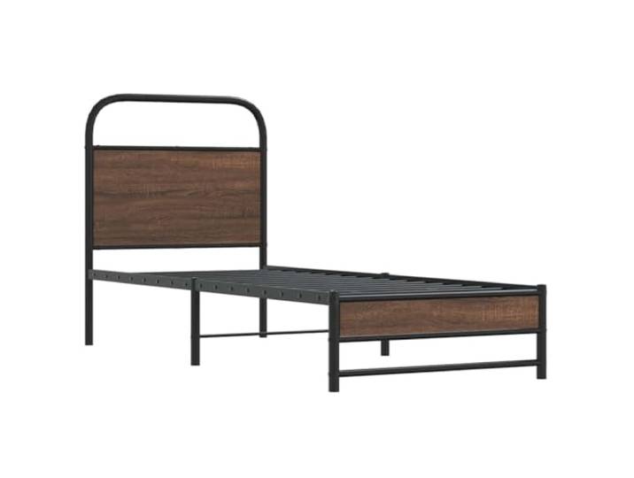 KTHLBRH Bettgestell Eiche Braun 80 x 200 cm, Bettgestell aus Spanplatte Lattenrost inklusive, robuster Stahl, mit Kopfteil, ohne Matratze