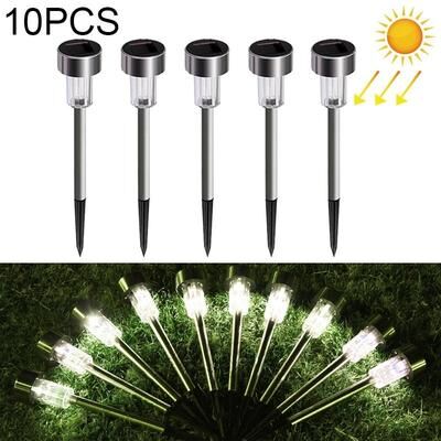 Inspired Deals 10PCS Solar Garden Lights IP65 Waterproof Stainless Steel LED Pathway Lighting white Light