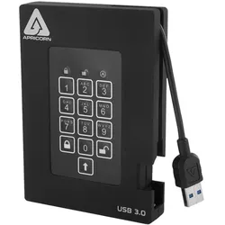 Apricorn Aegis Padlock Fortress A25-3PL256-2000F - Festplatte - verschlüsselt - 2 TB - ex (2 TB), Externe Festplatte, Schwarz