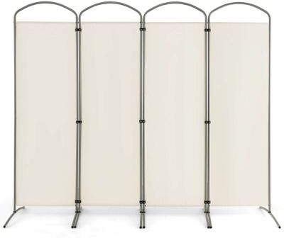 Costway 6.2Ft Folding 4-Panel Room Divider for Home Office Living Room -White