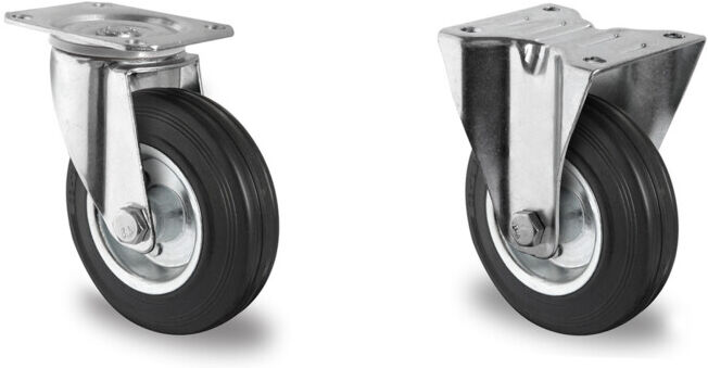 Set CASCOO Lenkrolle ø 200 mm Serie SWS4 Rollenlager + CASCOO Bockrolle ø 200 mm Serie SWS4 Rollenlager