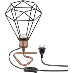 ledscom.de Tischlampe RETRA, Schalter, bronze matt, E27 Fassung, Käfig-Schirm