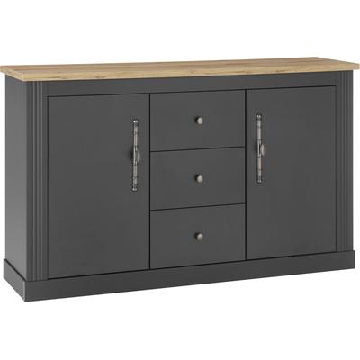 Sideboard OTTO HOME "Westminster, Schrank im Landhausstil, elegante Kommode", grau (dunkelgrau, wotan eiche), B:146cm H:95cm T:45cm, Sideboards, Sideboard