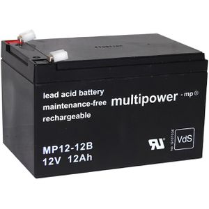 Multipower AGM-Batterie MP12-12B, 12 V, 12 Ah, Faston 6,3 mm Anschluss, mit VdS-Zulassung