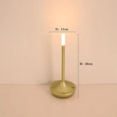 Newmooncrystals Candlelight Atmosphere Table Lamp, Rechargeable Touch Table Lamp, Waterproof LED Lamp For Camping & Outdoor Dining gold