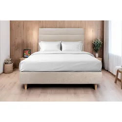 KOPFTEIL Modell Linien – Beigebrauner Stoff 135 cm