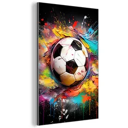 METALLBILD Fußball - Farbe - Farben - Schwarz - Weiß 20x30 cm