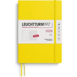 Leuchtturm 1917 Wochenplaner mit Notizbuch, Softcover, 2026 EN A5, zitronengelb
