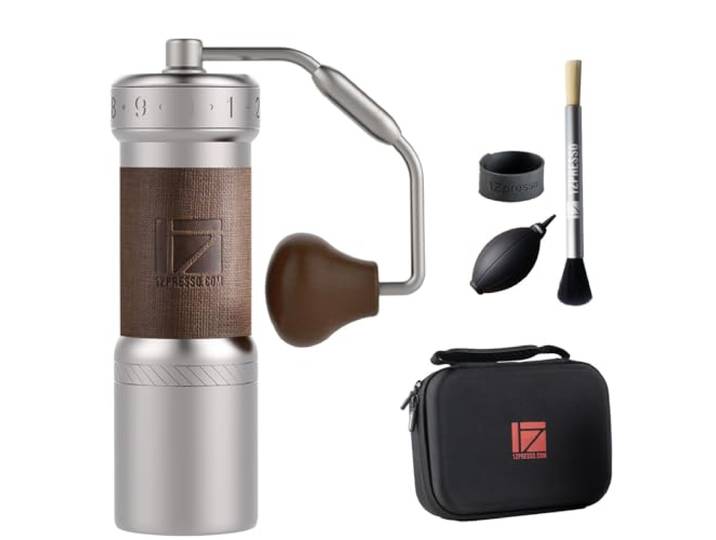 1Zpresso K-Ultra Silber Manuelle Kaffeemühle Silber mit Montage Konsistenz Mahlwerk Edelstahl Konische Frässtifte Intuitive Numerische Externe Einstellbare Einstellung Allround Grinder