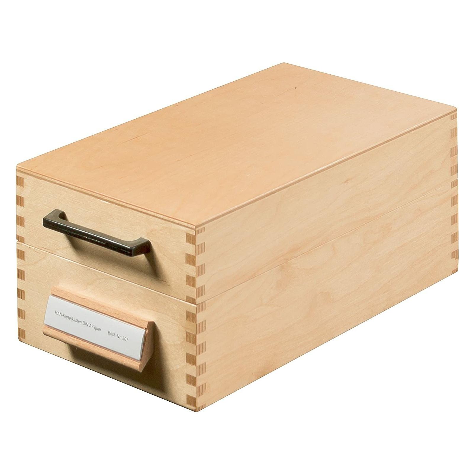 Han Holz-Karteikasten (A7, Quer) (13036639)
