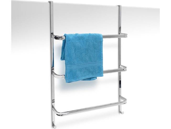 Handdoekenhouder voor deur\, 3 stangen 2 haken\, hangende handdoekenrek
