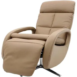 Relaxsessel MCW-L11, Design Fernsehsessel TV-Sessel Liegesessel, Liegefunktion drehbar, Voll-Leder ~ taupe
