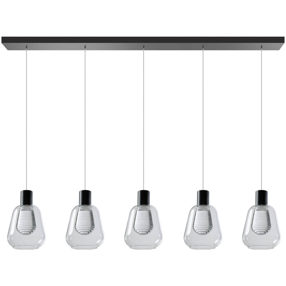 ETH Gary glazen eettafel hanglamp - zwart - transparant