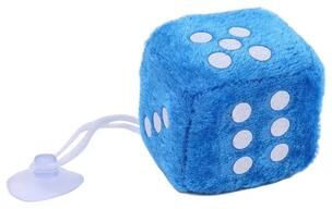 Inspired Living Retro Plush Dice Rearview Mirror Car Hanging Ornament blue