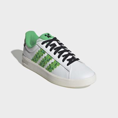 Sneaker ADIDAS SPORTSWEAR "ADIDAS MINECRAFT GRAND COURT 3.0", Herren, Gr. 41, grün (cloud weiß, core schwarz, core weiß), Leder, Synthetik, Schuhe Sneaker