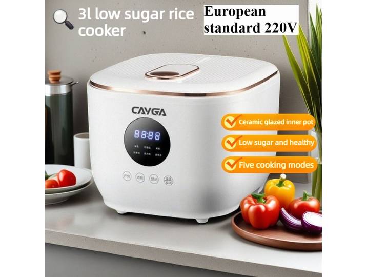 Autocuiseur intelligent 3L pour la maison avec fonction de réservation, 220V, cuve intérieure en céramique émaillée, livraison, panier vapeur à faible teneur en sucre