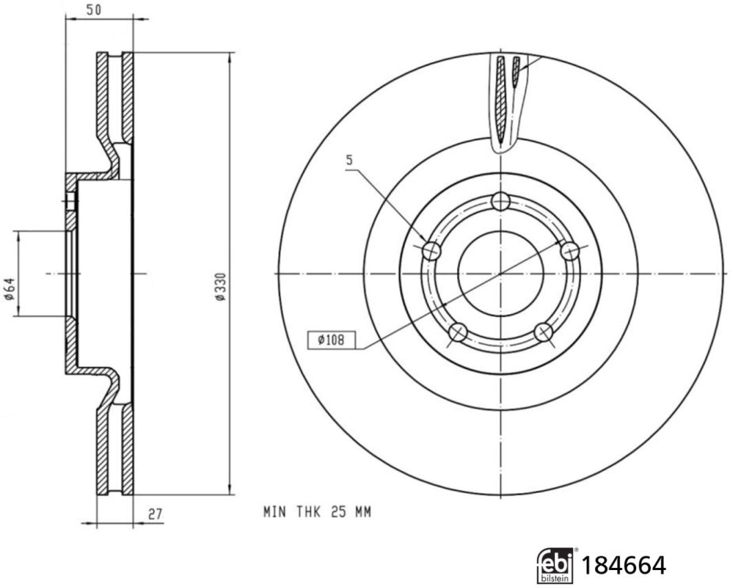 Febi Bilstein Bremsscheibe FEBI 184664, 1 Stück