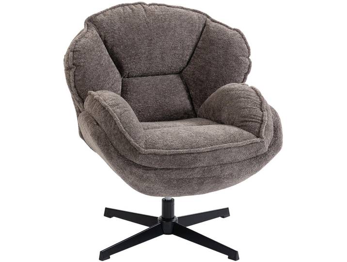 Homcom Ohrensessel aus Polyester & Metall Grau, Füllung: Schaumstoff, 76x88x86 cm, Esszimmer, Stühle, Armlehnstühle