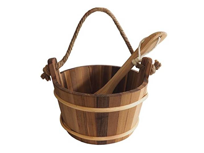 HSE Sauna-Eimer und Schöpfkelle aus Zedernholz, 4 l, rote Zedernholz