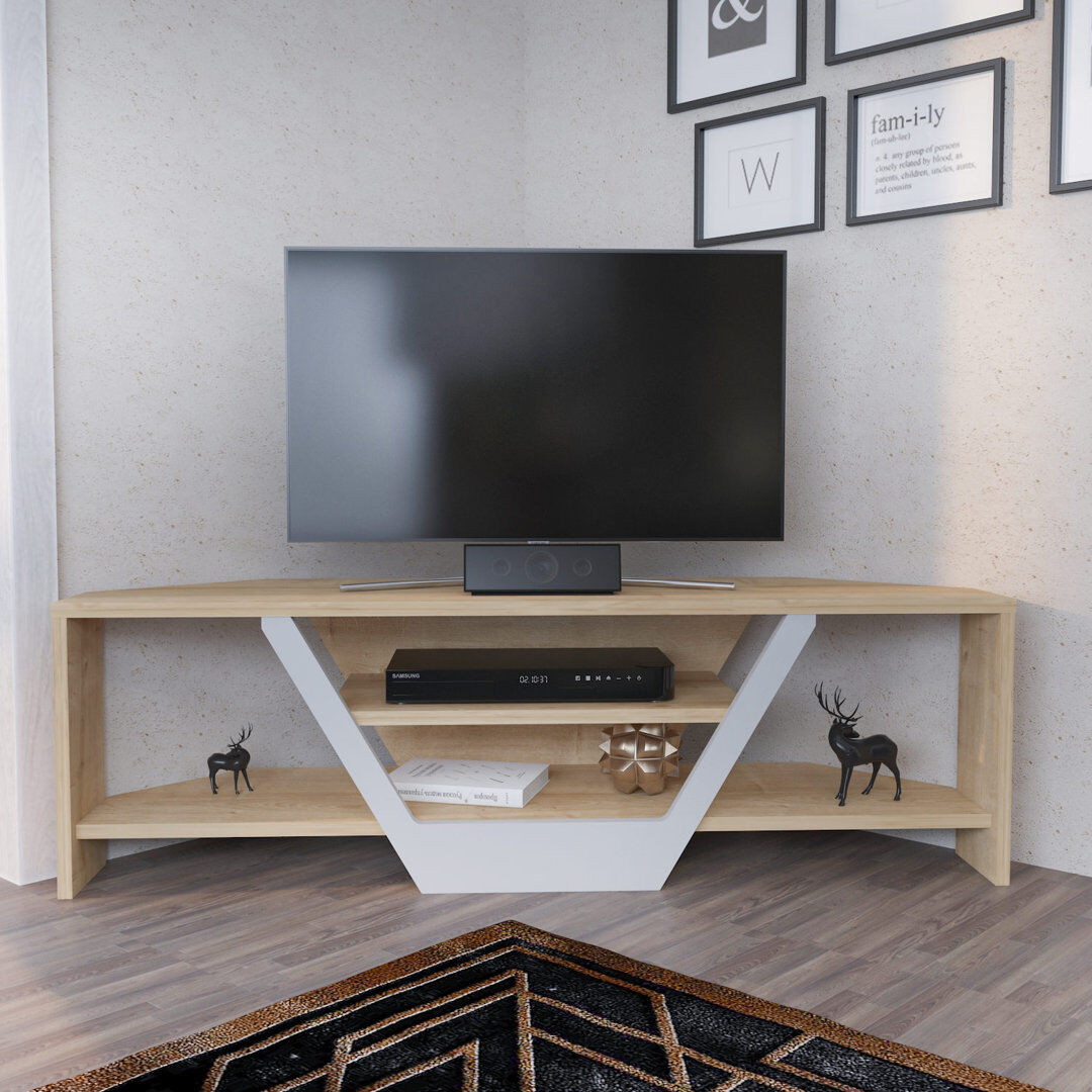 Wade Logan Sigel Corner TV Stand for TVs up to 48" Sapphire Oak/White 36.8cm H x 120cm W x 14.6cm D