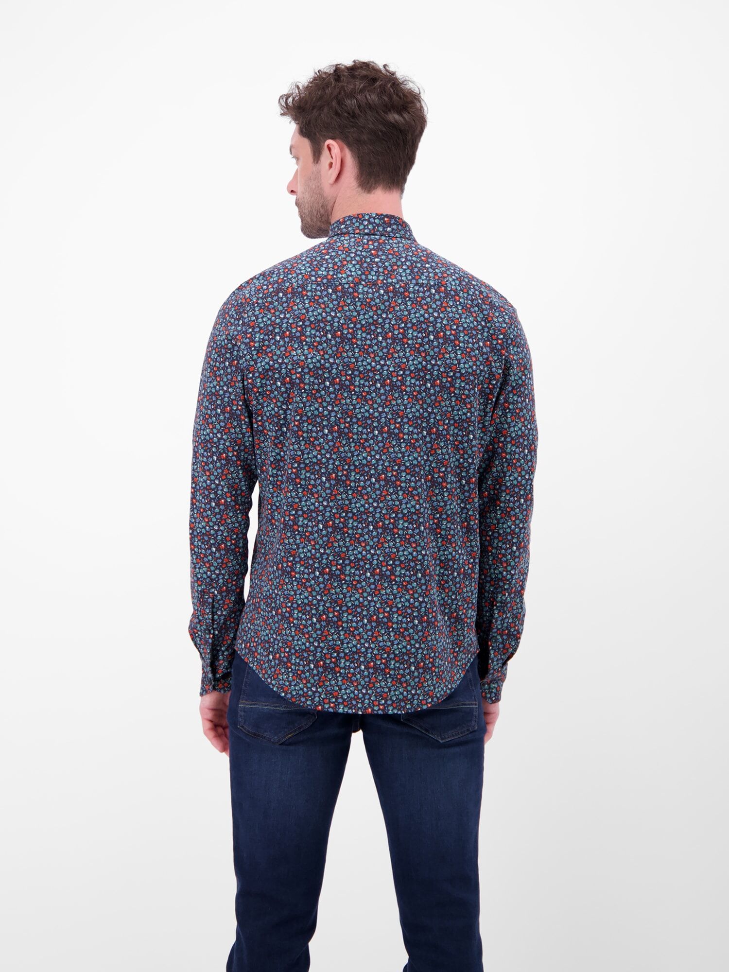 Langarmhemd LERROS "Jerseyhemd mit Haifischkragen", Herren, Gr. XL, Normalgrößen, vivid rot, 100% Baumwolle, Hemden Langarmhemd