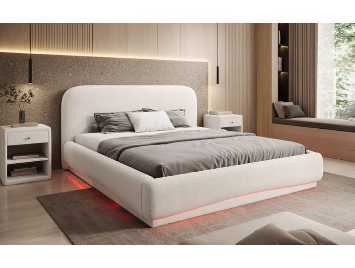 Designer Polsterbett Magic inkl. RGB und Stauraum - 140x200 - Beige - Luxusbetten24