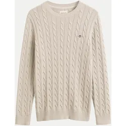 Pullover mit Zopfmuster Beige M