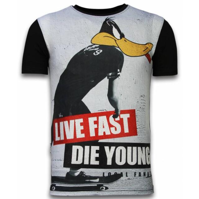 Local Fanatic Duck live fast digital rhinestone t-shirt