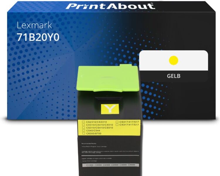 PrintAbout Toner kompatibel mit Lexmark 71B20Y0 - Gelb