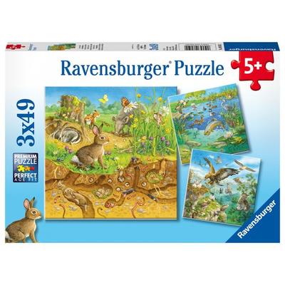 Puzzle Ravensburger Tiere in ihren Lebensräumen 3 X 49 Teile