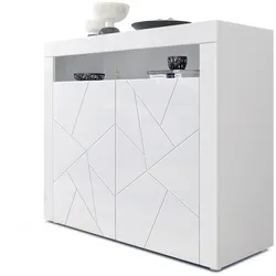 SIDEBOARD Valencia Fronten in Weiß Hochglanz Element mit 3D Struktur