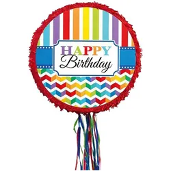 Magni P33521 - Pull-Pinata Birthday Brights Papier / Plastik 45 x 45 x 8,2 cm, Dekoration (4 Stk.)