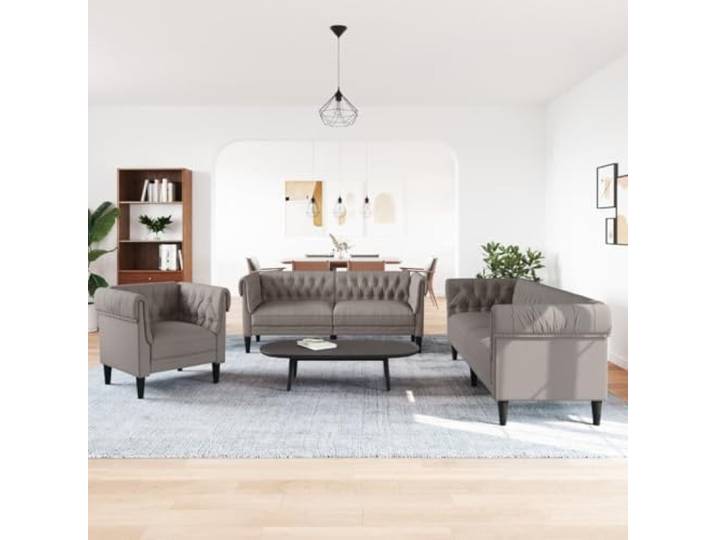 KTHLBRH Sofa-Set, 3-teilig, Taupe aus Stoff Atmungsaktives Polyester, Schaumstofffüllung, robuste Beine, modernes Design für Wohnzimmer